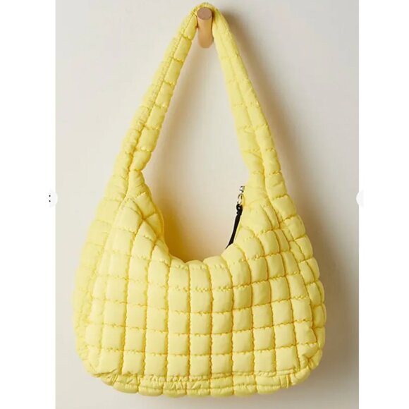 Free People Quilted Carryall SOUR CITRUS YELLOW - Picture 4 of 4